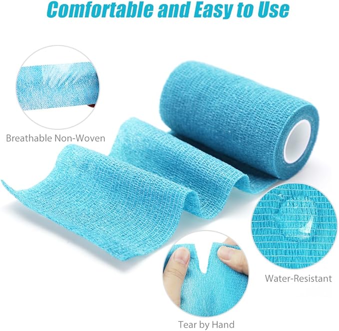 LotFancy Vet Wrap, 4 Inch x 5 Yards, 10 Pack Self Adhesive Bandage Wrap, Non-Woven Cohesive Bandage, First Aid Tape for Horses Dogs Cats Elbow Ankle, Assorted Color
