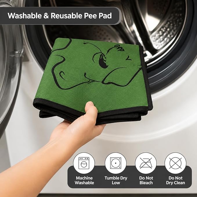 4 Pack Washable Pee Pads for Dogs 18"x24", Reusable Training Puppypads Absorbency Non-Slip & Leak-Proof for Pet Whelping Box Playpen Crate Sofa Bed Floors (Green)