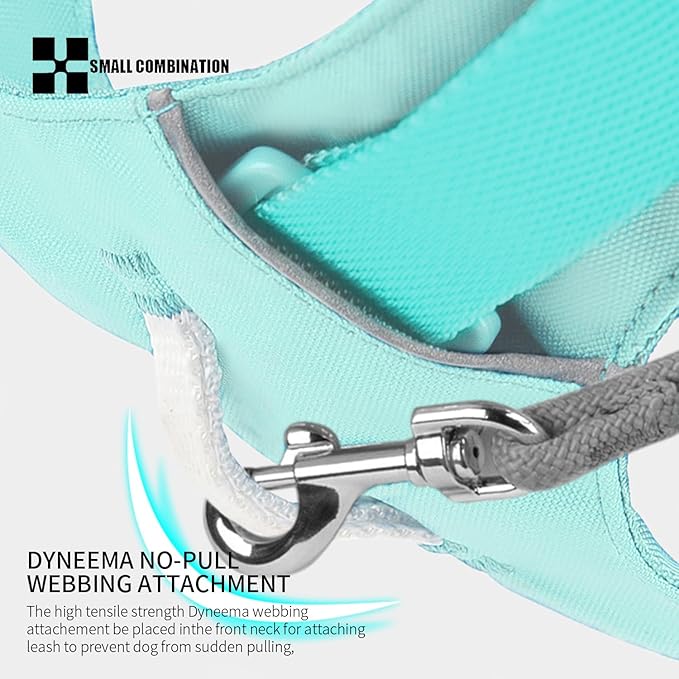 Lightweight Dog Harness, Large to Very Large Breeds, Adjustable Fit.Pet Harness with Pocket, Dog Training Harness for Outdoor Walking Running, Hiking (Aqua Green, XL)