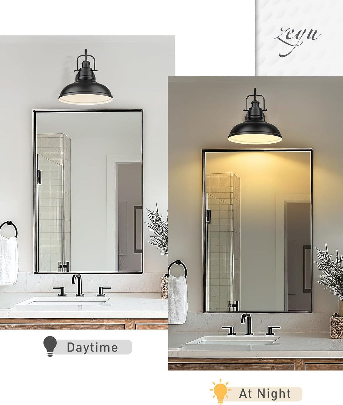 zeyu 11 Inch Modern Gooseneck Barn Light, 1-Light Wall Sconces, Industrial Wall Lantern for Porch, Kitchen, Black Finish, 016-1B BK