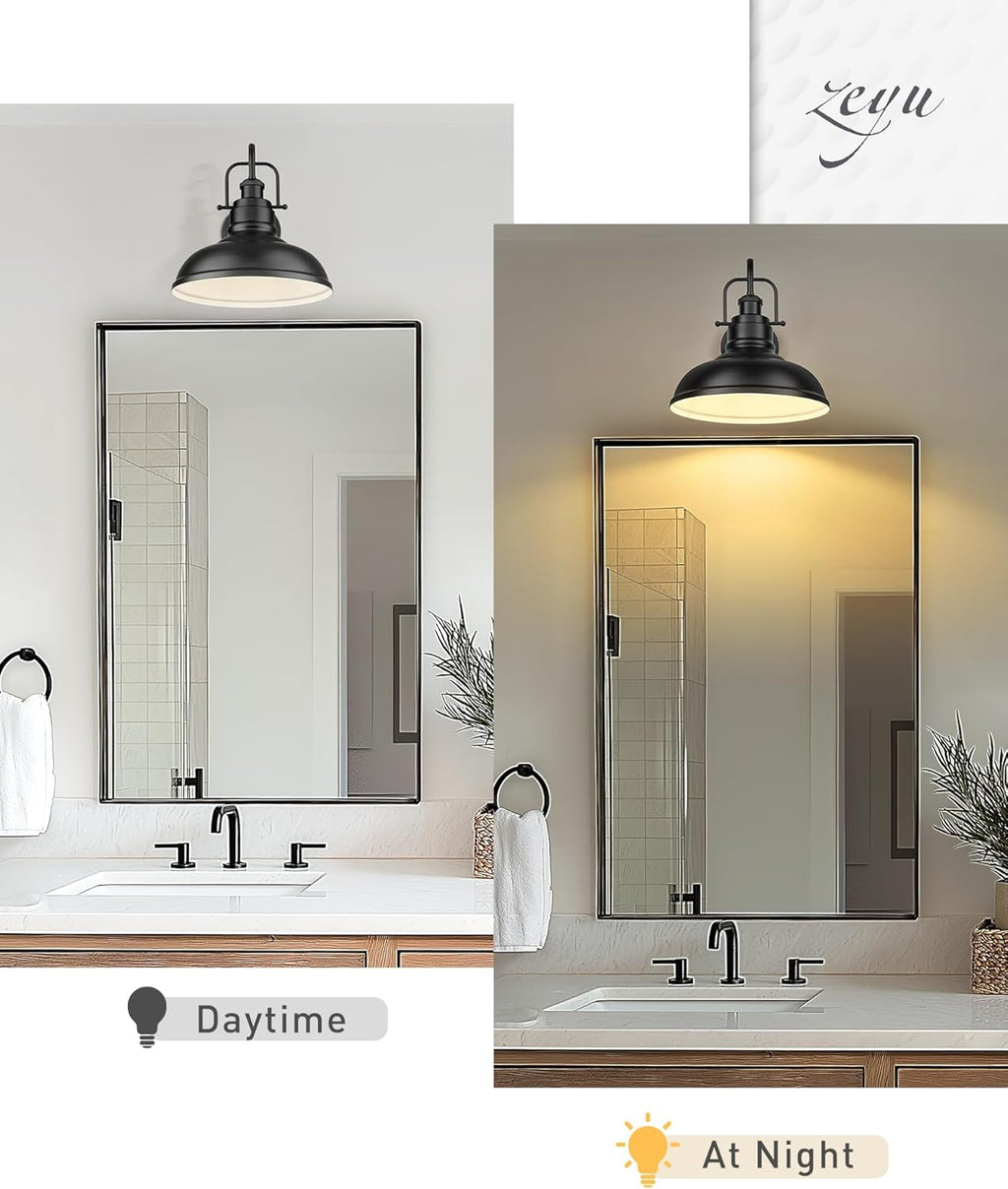 zeyu 2 Pack Barn Sconce Wall Lighting, Vintage Wall Mount Light Fixture, Indoor Wall Sconce Lighting in Matte Black Finish, 016-1B-2PK BK