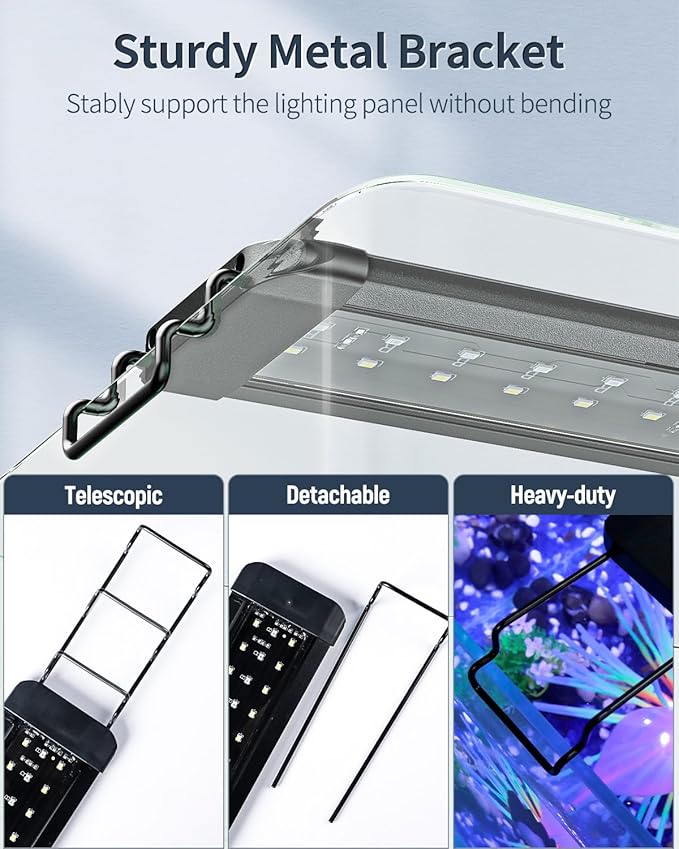 Pawfly 6 W Extendable Aquarium LED Light for 6 to10 Inch Fish Tank with Full Spectrum Brilliant White Blue Red Lights with Daytime & Night Modes and Adjustable Brightness
