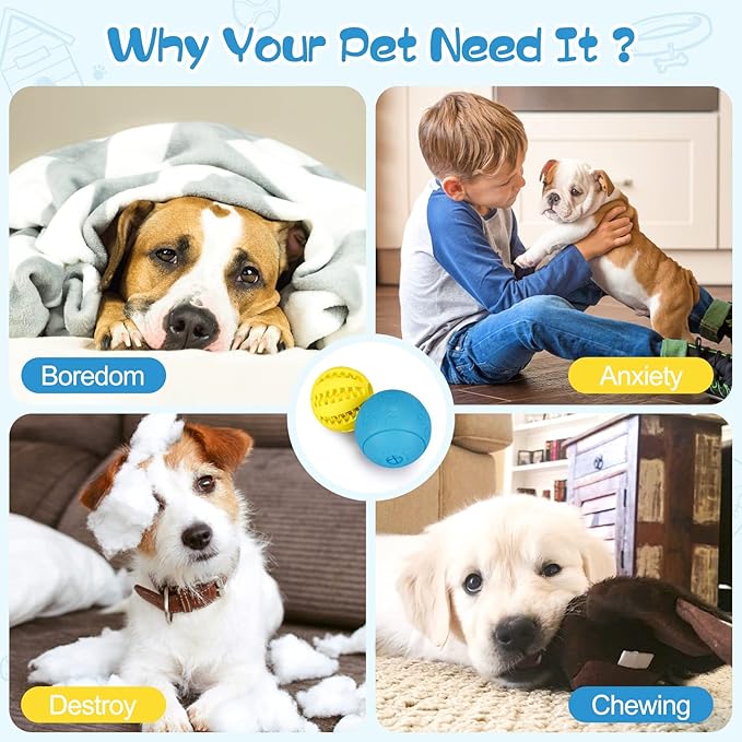 HIPPIH Dog Puzzle Toys 2 Pack, Dog Enrichment Toys for Large Dogs & Small Dogs, Puppy Balls for Treat Dispensing, Durable Balls for Teeth Cleaning/IQ Training/Chewing