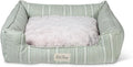 Fringe Studio Block Stripe Dusty SAGE 24" W x 21" D x 7" H Small Rectangular Cuddler Pet Bed W/Reversible Cushion, 100% Cotton Canvas Exterior, Machine Washable, PetShop Collection (755SM001)