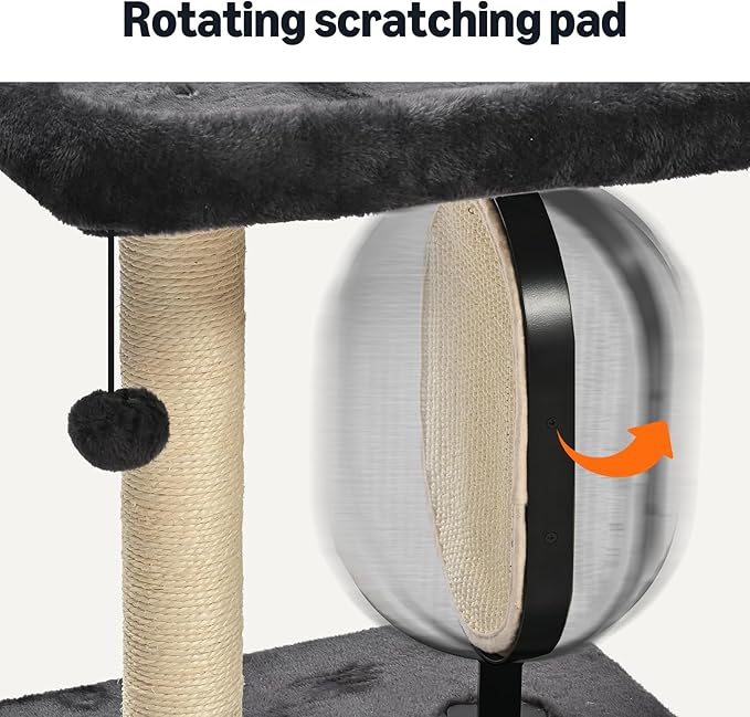 Amazon Basics Single-Platform Cat Tree with Scratching Post and Pad for Indoor Cats, 15.7 x 11.8 x 18.5'', Gray