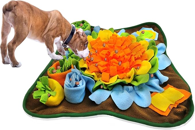 Dogs Snuffle Mat Pet Feeding Mats Puppy Sniffing Pad,Cat Doggies Interactive Puzzle Toys for Multiple Breeds Encourages Natural Foraging Skills,Training and Stress Release (Orange)