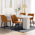Wooden Dining Chairs Set of 4, Upholstered Kitchen Dining Room Chair, Modern Faux Leather Farmhouse Dinner Chair for Restaurant & Cafe, Light Brown