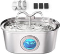 3.2L/108oz Stainless Steel Cat Water Fountain Pet Fountain | Automatic Pet Water Dispenser - Self-Designed Filtration System - Ultra-Quiet Pump - Easy Cleaning & Maintenance (3 Filters)