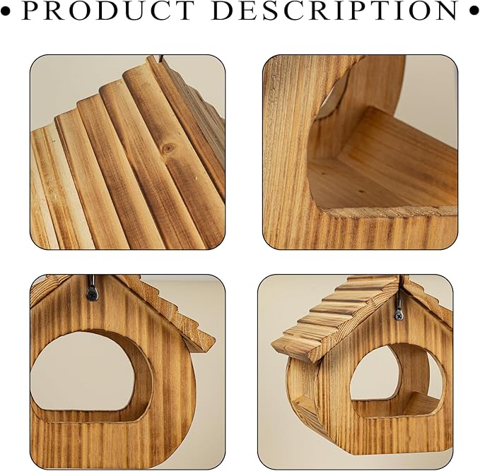 BalterFF Bird Feeders for Outdoors,Wooden Unique Seed Sunflower Food Feeder Blue Cardinal Finch Backyard Platform Balcony Gazebo Tree Fence Wall Mount Effortless Holder Automatic Buddy
