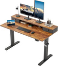 Klicelor 48 Inch Electric Standing Desk with Drawers, Adjustable Height Small Sit Stand Desk for Home Office, Compact Computer Workstation with Storage– Rustic Brown