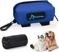 PuppyDoggy 1 Pack Poop Bag Holder for Dogs & Cats Waste Bag Dispenser Pouch Dispenser with 1 Roll of Free Poop Bags for Dog Leash Accessory Bicycle (Blue)