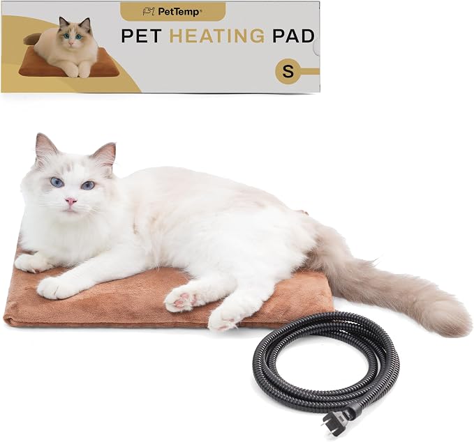 Pet Heating Pad for Cats Dogs Indoor & Sheltered Outdoor Waterproof Heated Cat Bed Heated Dog Bed Chew Resistant Cord Constant Temperature Brown 16 x 13 Inch
