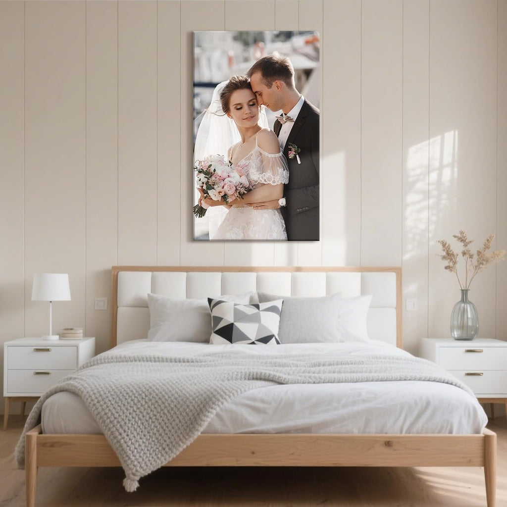 Personalized Custom Canvas Prints with Your Photos & Text, Customized Picture Print, Transform Own Images Into Framed Wall Art Digitally Printed Photo to Canvas, Keepsakes Gifts for Family 24x40’’