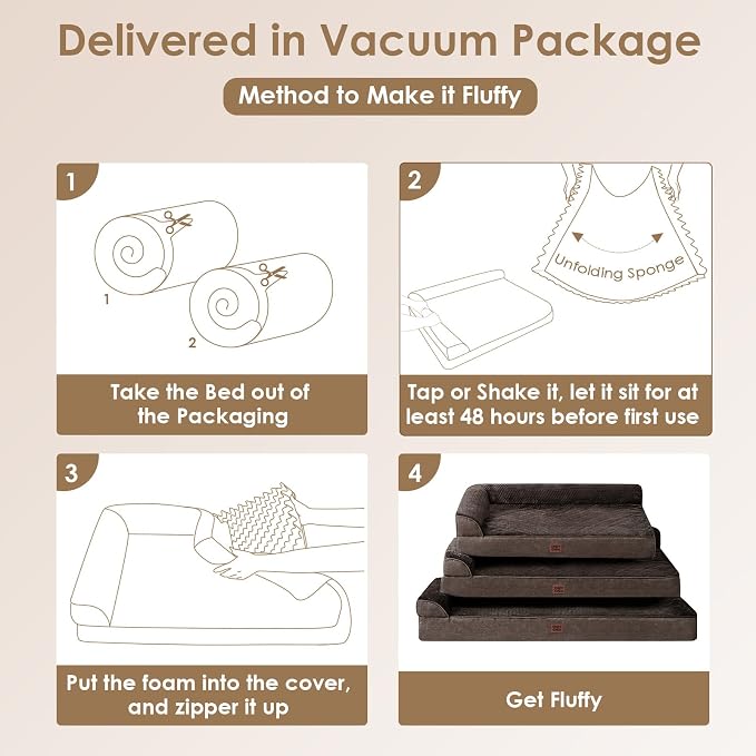 EHEYCIGA Extra Large Dog Bed Othorpedic, Memory Foam XL Dog Bed with Washable Removable Cover, Waterproof Pet Sofa Couch XLarge Size Dogs with Nonskid Bottom, 44x32x6.5, Brown | Washable Removable Cover, Waterproof Flat Pet Sofa Couch with Nonskid Bott...