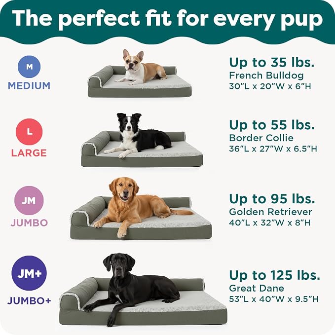 FurHaven Orthopedic Dog Bed for Large Dogs, L-Shaped Chaise Mattress with Orthopedic Egg Crate & Solid Orthopedic Foam Base for Joint Support, Washable Cover, Jumbo XL, Plush & Velvet, Platinum Gray