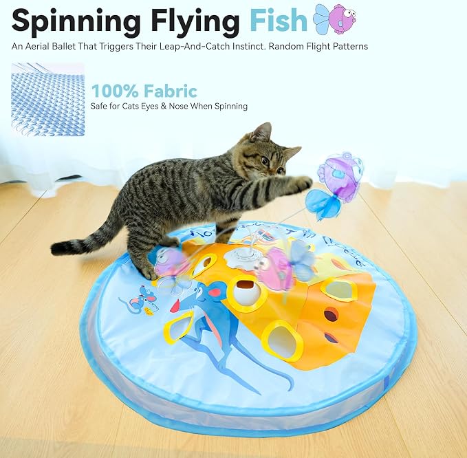 ORSDA Interactive Cat Toys for Indoor Cats, 5-in-1 Hide and Seek Kitten Toys, Interactive Automatic Rechargeable Electric,Whack-A-Mole Exercise Kicker Toy for Indoor Cats