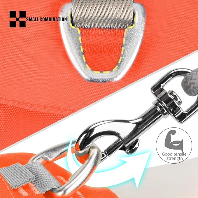 Lightweight Dog Harness, Large to Very Large Breeds, Adjustable Fit.Pet Harness with Pocket, Dog Training Harness for Outdoor Walking Running, Hiking (Orange, XL)
