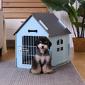 Dog House Indoor for Small Dogs or Cats, Cozy Wooden Design, Small Indoor Bed House, with Air Vents and Elevated Floor Warm Dog Cave (Large Blue)