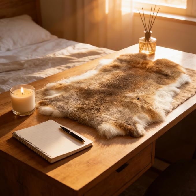 Craft Rabbit Fur Pelt Skin Genuine Tanned Animal Hide with Sewing Quality Leather 12" by 14" for Decoration DIY Crafts Cat Dog Toys Fur Fabric（5Pcs, Straw Yellow）