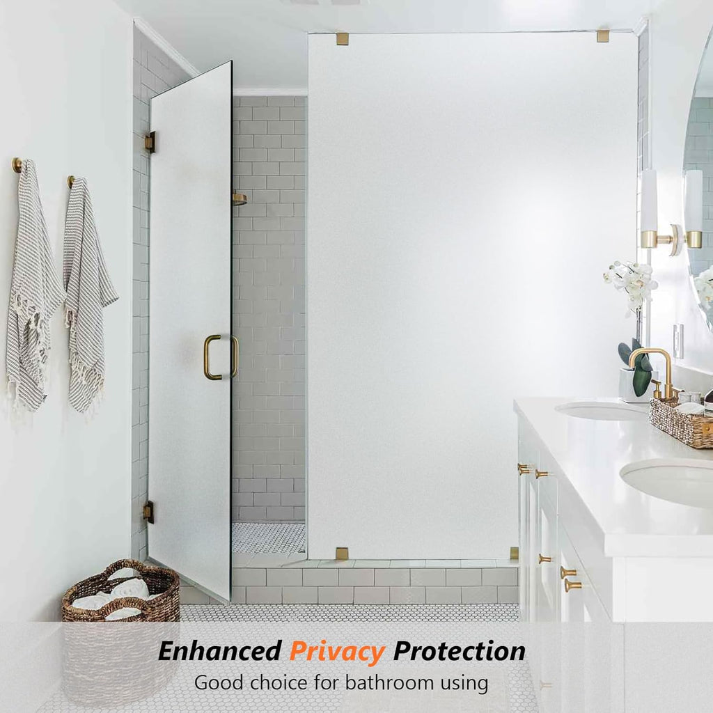 Kromapolis Window Privacy Film Frosted Glass Window Film, Heat Blocking Privacy Film for Glass Windows, Static Cling Non-Adhesive Frosting Window Stickers for Door Home (Frosted, 35.4 x 157.4 inch)
