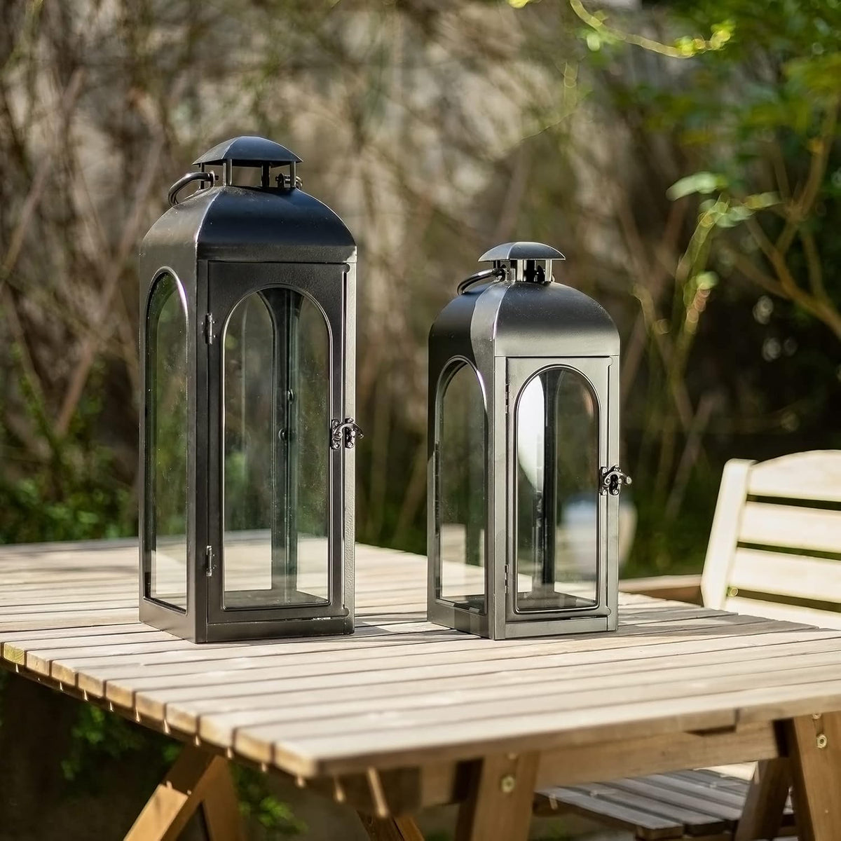 Bdor 16 Inches Metal and Tempered Glass Candle Lantern - Premium Outdoor Lantern, Decorative Lanterns with Handcrafted Design for Patio, Garden & Indoor Decor