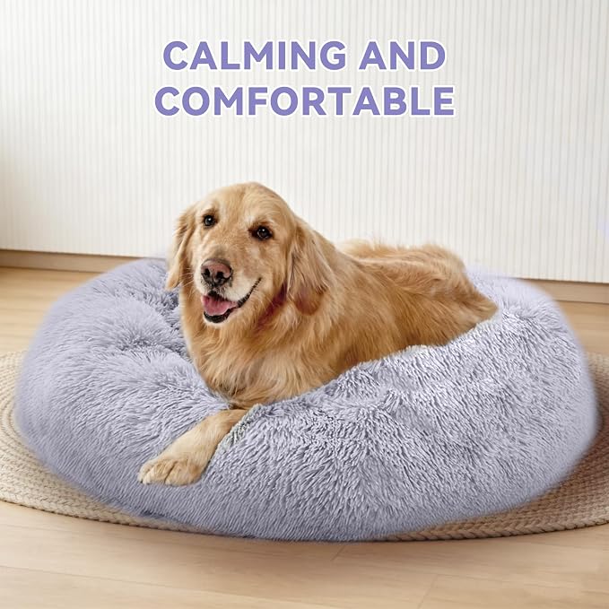 Large Dog Bed, Washable Plush Donut Dog Bed, 36 Inch | Extra spacious plush dog cushion with calming support for large dogs enjoying daily recovery, cozy naps and indoor comfort.