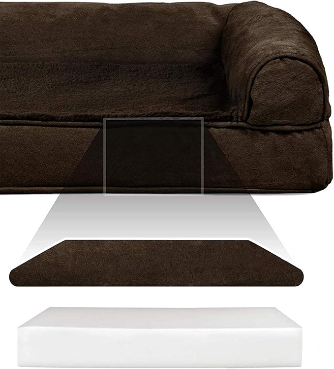 Furhaven Orthopedic Dog Bed for Large Dogs w/ Removable Bolsters & Washable Cover, For Dogs Up to 125 lbs - Plush & Suede Sofa - Espresso, Jumbo Plus/XXL