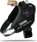 Personalized Dog Harness with Custom Name Patches, Adjustable Reflective No Choke Dog Vest with Handle for Medium Sized Dog, Black, M