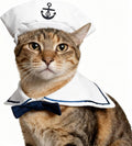 Enjoying Cat Sailor Costume, Halloween Small Dog Sailor Hat Outfit with Tie, Adjustable Pet Navy Costume for Cats Doggies Rabbits Cosplay