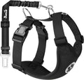 Lukovee Dog Seat Belt for Car, Adjustable Dog Car Harness for Large Medium Small Dogs, Soft Padded & Breathable Mesh Dog Seatbelt with Car Vehicle Connector Strap (Black,X-Small)