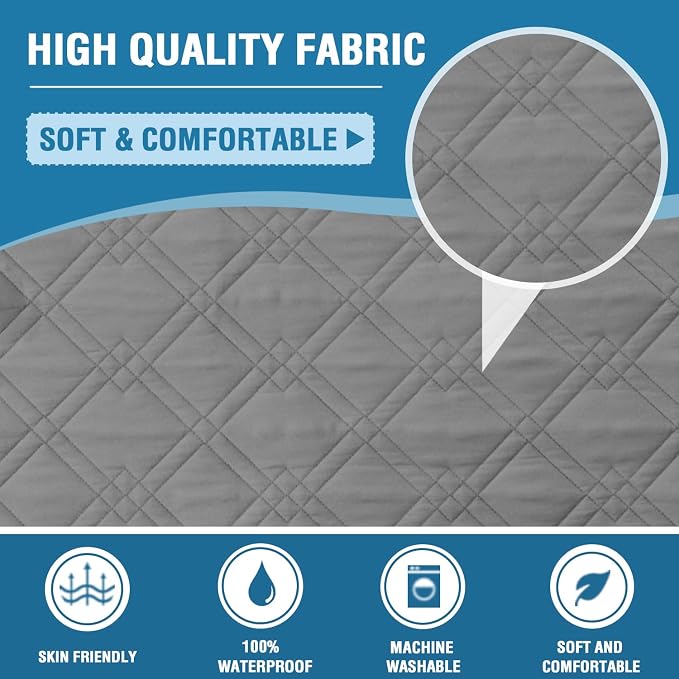 H.VERSAILTEX Chair Sofa Slipcover 100% Waterproof Couch Cover Furniture Protector Cover with Elastic Straps for Pets Kids Children Dog Cat(Chair, Dove Grey)