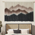 IOWER Macrame Wall Hanging 57" W x 35" L Brown Mountain Dip-Dyed Macrame Wall Decor Large Modern Fiber Art Boho Wall Decor