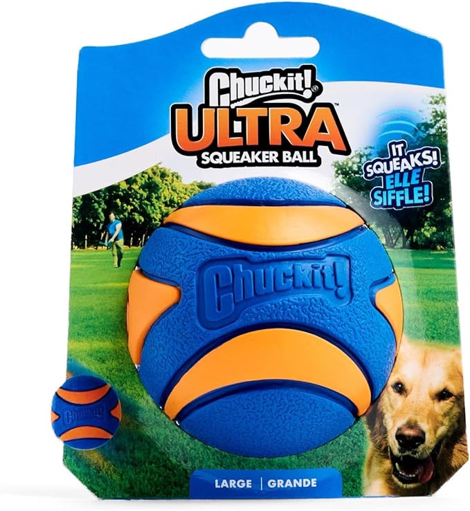 Chuckit! Ultra Squeaker Ball Dog Toy, Large (3 Inch) 1 Pack, for Large Breeds