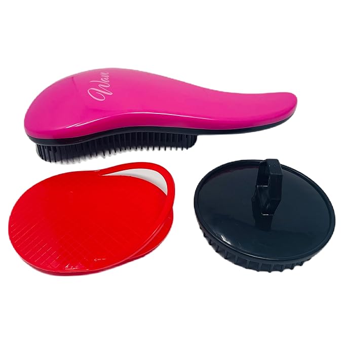 G.B.S Pet Deshedding Tools 3 Pack - Wave Fur Brush, Shampoo Brush, and Massager Brush - Perfect for Dogs or Cats (Pink)