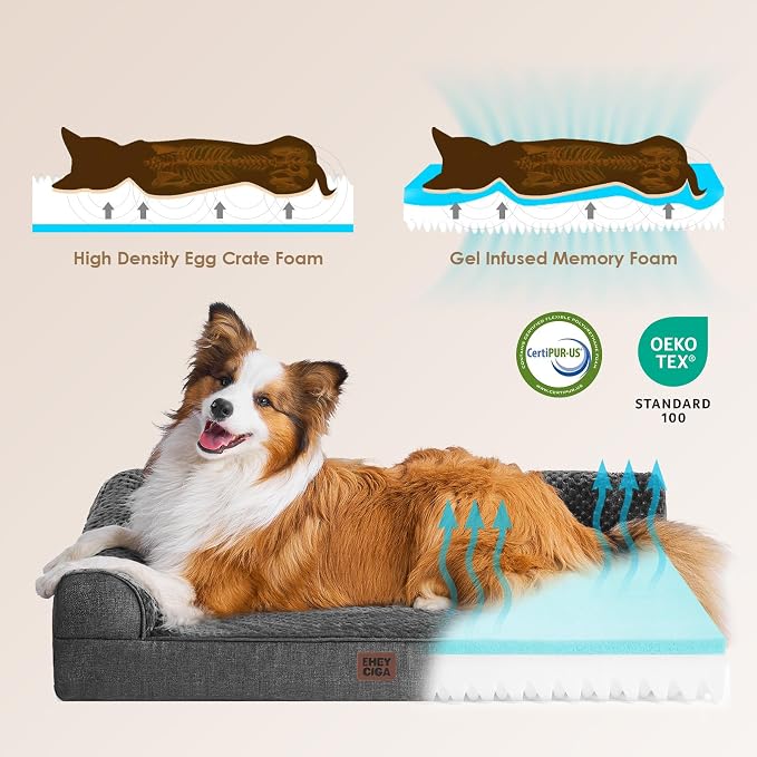 EHEYCIGA Orthopedic Dog Bed Medium Size Dogs, Memory Foam Dog Bed with Washable Removable Cover, Waterproof Pet Sofa Couch for Crate with Nonskid Bottom, 30x20x6, Dark Grey | Small Dog Sofa with Washable Removable Cover, Waterproof Pet Couch for Crate ...