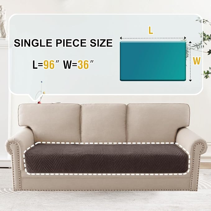Turquoize Waterproof Couch Cover for Dogs Fuzzy Pet Couch Covers for Sofa Thick Dog Bed Cover Non-Slip Sofa Covers for 3 Cushion Couch Protector Slipcover Pet Friendly (Brown, 36" x 96")