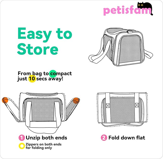 petisfam Easy Load Pet Carrier for Medium Cats and Small Dogs