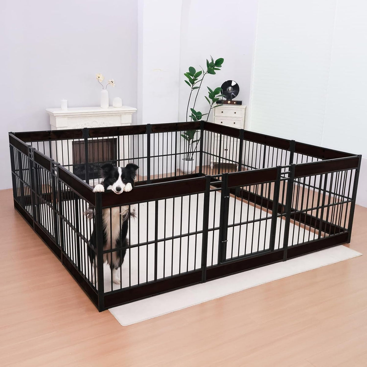 Dog Playpen, 31.5" Height Dog Pen Indoor, Heavy Duty, Safe and Sturdy, Furniture Style Puppy Pen (12 Panels (31.5" High), Black)