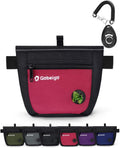Gobeigo Dog Treat Pouch and Training Clicker, Upgrade Two Magnetic Closure to Prevent Spills, 2 Cup Treat Bag with Poop Bag Dispenser, Metal Clip Waist Belt Fanny Pack for Pet Walking(Black/Red)