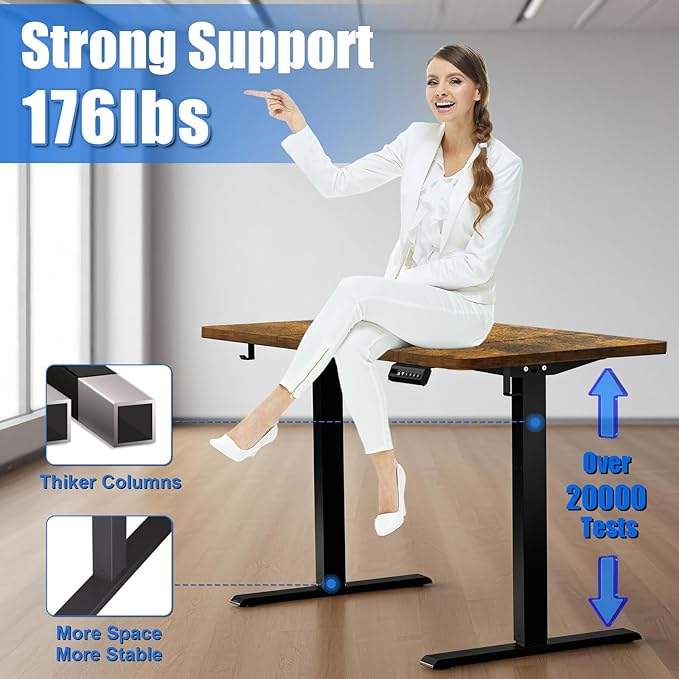 Standing Desk with Splice Board Adjustable Height- 63 inch Mobile Stand up Desk with Wheels, Portable Sit Stand Desks Electric with Lockable Casters