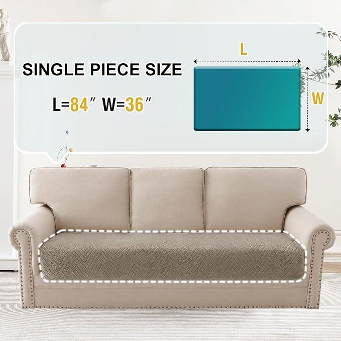 Turquoize Waterproof Couch Cover for Dogs Fuzzy Pet Couch Covers for Sofa Thick Dog Bed Cover Non-Slip Sofa Covers for 3 Cushion Couch Protector Slipcover Pet Friendly (Khaki, 36" x 84")