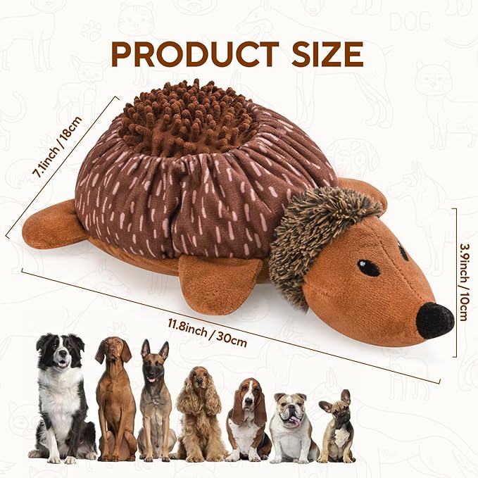 2 in1 Interactive Hedgehog Dog Toy, Plush Dog Treat Puzzle Toy, Enrichment Toys for Puppy