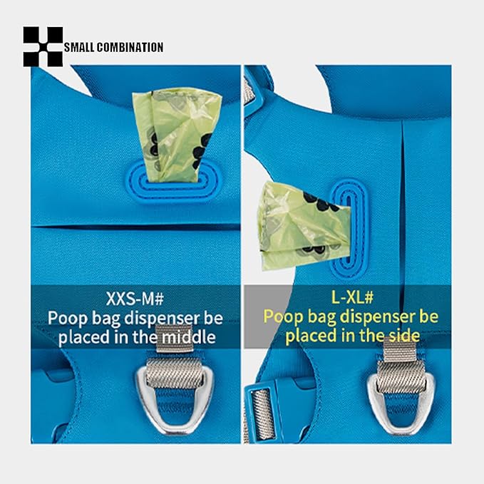 Lightweight Dog Harness, Large to Very Large Breeds, Adjustable Fit.Pet Harness with Pocket, Dog Training Harness for Outdoor Walking Running, Hiking (Blue, L)