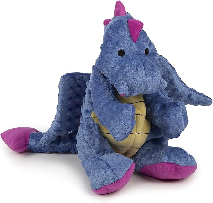 goDog Bubble Plush Dragons Squeaky Dog Toy, Chew Guard Technology - Periwinkle, Extra Large
