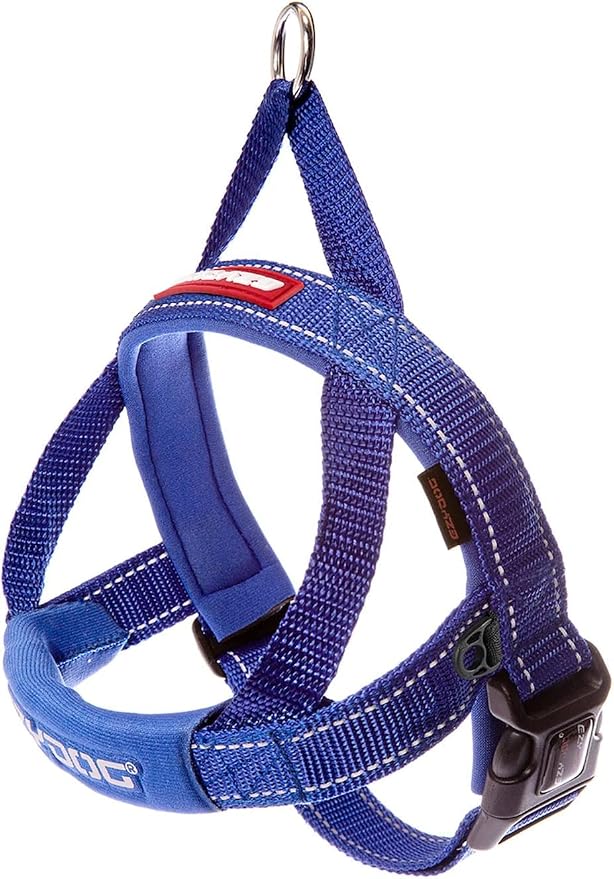 EzyDog Quick Fit Dog Harness, Soft Neoprene Padding - X-Large, Blue | Fast One-Click Buckle, Adjustable Fit, Strong Reinforced Materials, Reflective Stitching, No Pull Dog Harness, Easy Walking