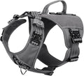 ICEFANG Quick-Moving Tactical Dog Harness for Medium Dogs,No Pull Dog Vest | Control Handle,Reflective,Full Metal Buckles,Adjustable,Hook-and-Loop Panel,Soft Padded,Grey,Medium