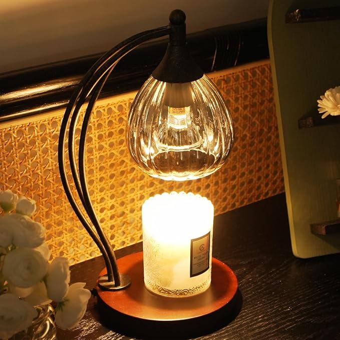 Candle Warmer Lamp with Timer Dimmer - Electric Candle Lamp for Jar Candles with 2 Bulbs - Candle Warmer Light for Scented Wax Valentines Day Gifts New Home Decor for Women Mirror Silver