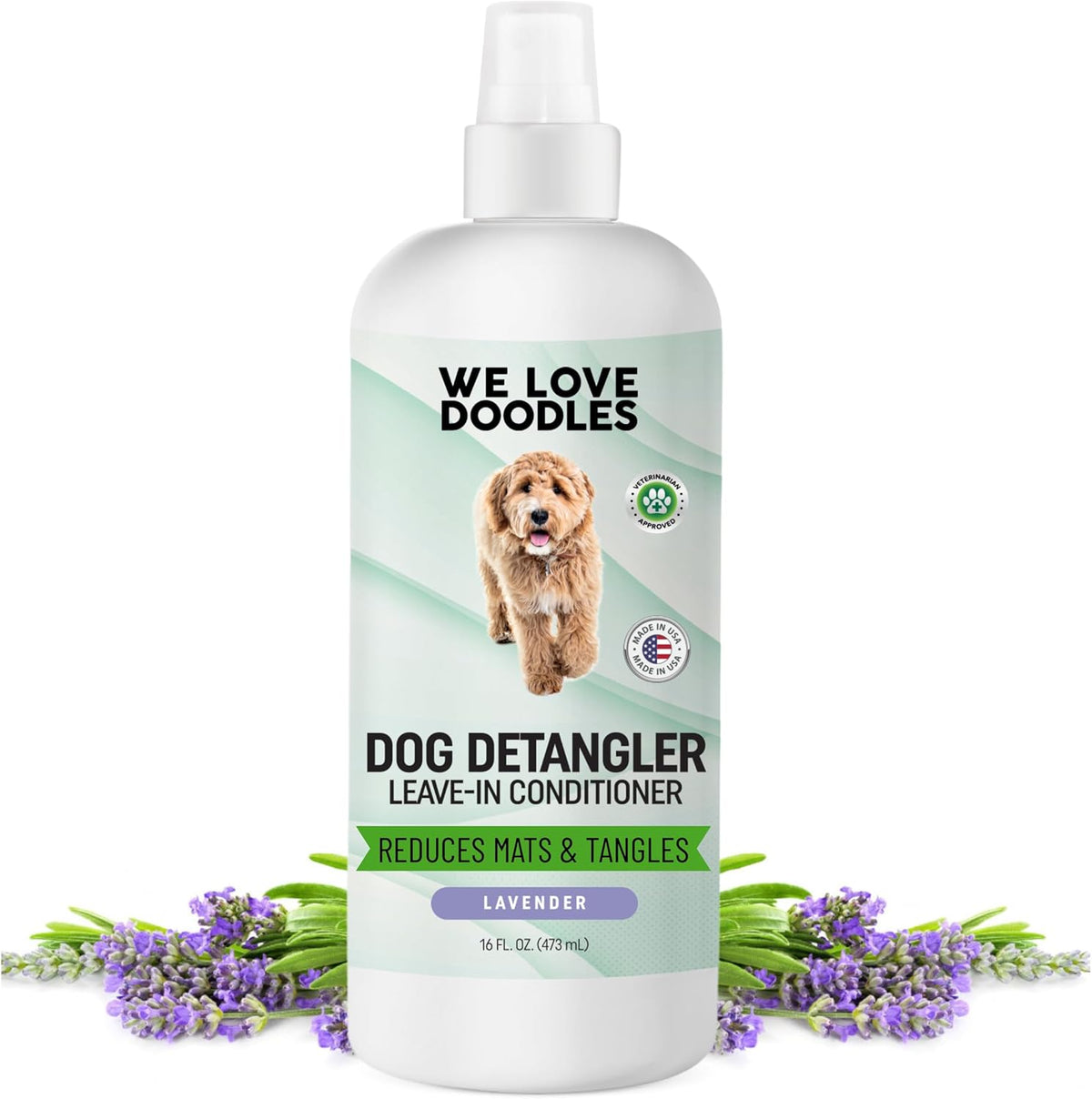 We Love Doodles Dog Detangler Spray - Leave-in Conditioner for Dogs - Dog Detangling Spray - Dematting Spray for Dogs - Tangle Remover - Made in The USA (Lavender)