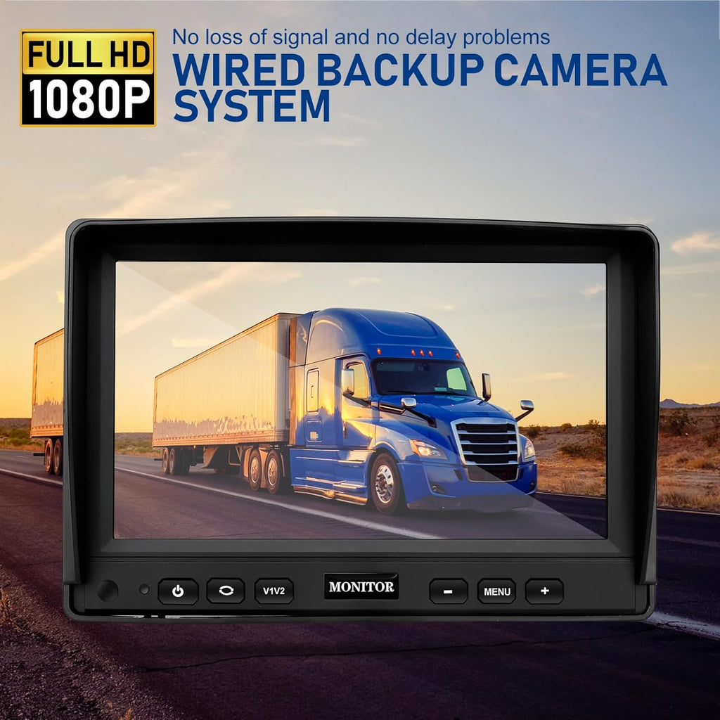 Backup Camera for Truck RV,Back up Camera with Screen Kit HD 1080P 7inch Reverse Monitor,Rear View Cameras for Trailer, Bus/Tractor/Vehicle with 170 Degree,IP69K Waterproof,IR Night Vision.