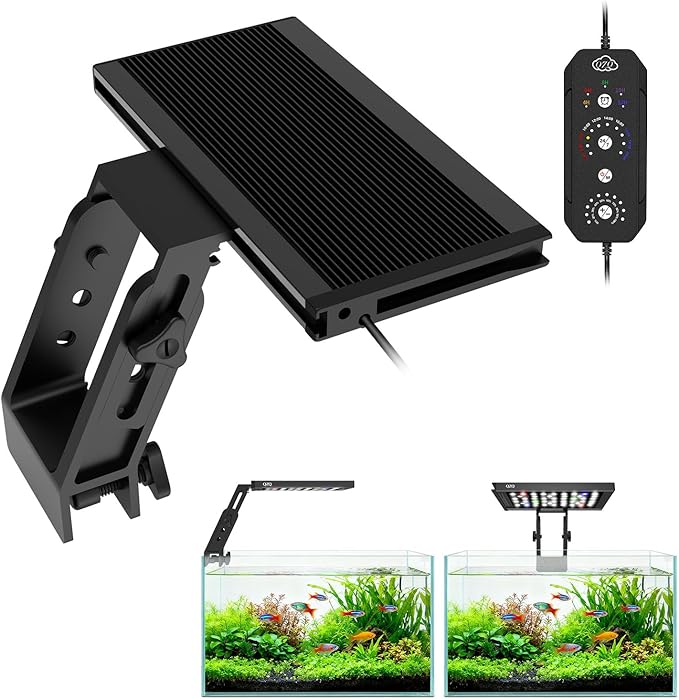 QZQ Fish Tank Light – Aquarium Light 24/7 Mode LED Aquarium Lights for Fish Tank with Adjustable Timer/Brightness, Aquarium Plant Light (16W for 12–20 Inch Tank)